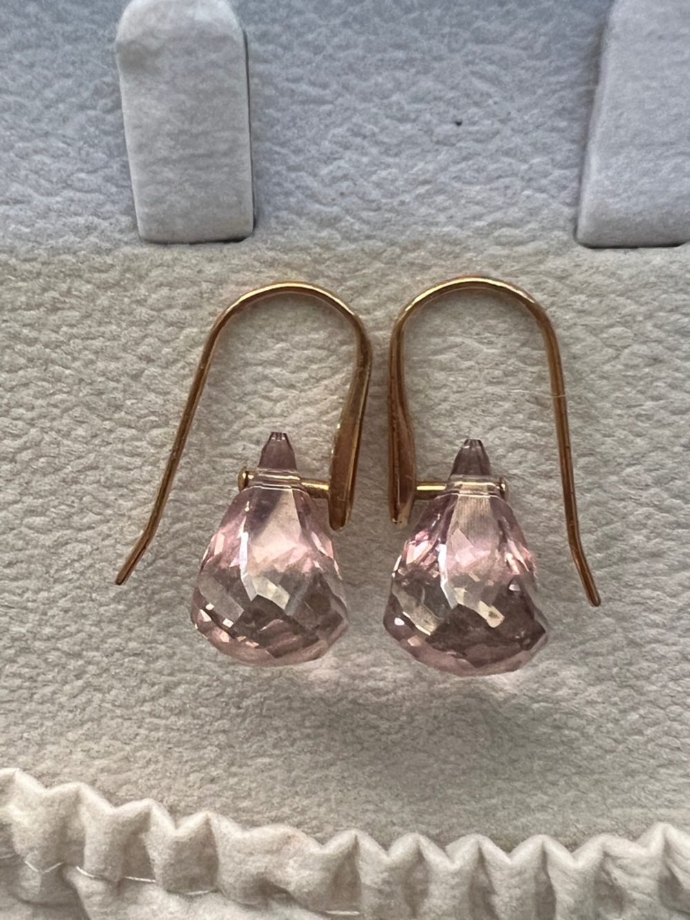 Swarovski Rose Gold and Pale Pink Faceted Drop Earrings - Picture 3 of 5